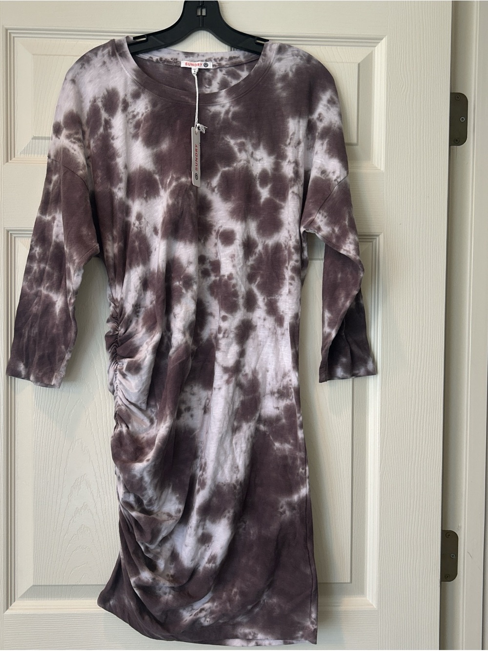 Sundry Plum and White Tie-Dye Top
